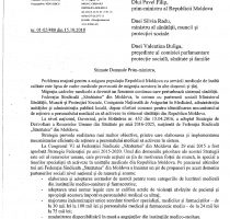 Scrisoarea adresată către Guvernul Republicii Moldova, Ministerul Sănătății, Muncii și Protecției Sociale și Comisia parlamentară protecție socială, sănătate și familie